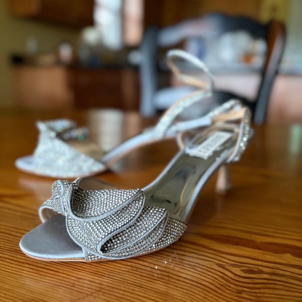 Badgley Mischka Silver Embellished Heels